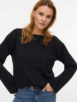 Γυναικεία μπλούζα VMHALI L/S BOAT NECK TOP JRS GA BOO Vero Moda 10337750 Black W25/26