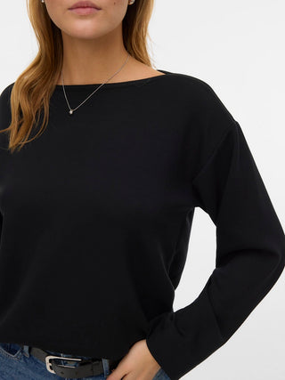 Γυναικεία μπλούζα VMHALI L/S BOAT NECK TOP JRS GA BOO Vero Moda 10337750 Black W25/26