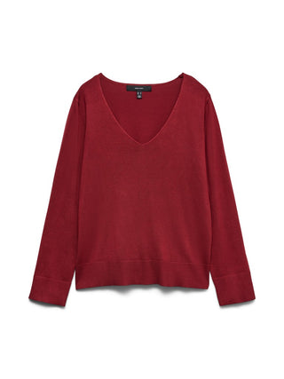 Γυναικεία πλεκτή μπλούζα VMSILJE LS V-NECK PULLOVER GA VERO MODA 10320451 BIKING RED W26/27