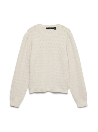 Γυναικεία πλεκτή μπλούζα VMDOFFY STITCH LS O-NECK PULLOVER VERO MODA 10347932 BIRCH NOOS W26/27