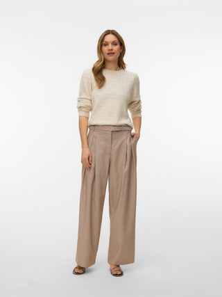 Γυναικεία πλεκτή μπλούζα VMDOFFY STITCH LS O-NECK PULLOVER VERO MODA 10347932 BIRCH NOOS W26/27