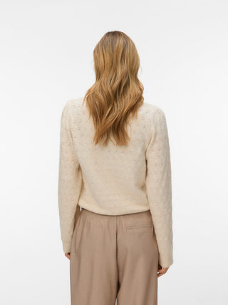 Γυναικεία πλεκτή μπλούζα VMDOFFY STITCH LS O-NECK PULLOVER VERO MODA 10347932 BIRCH NOOS W26/27