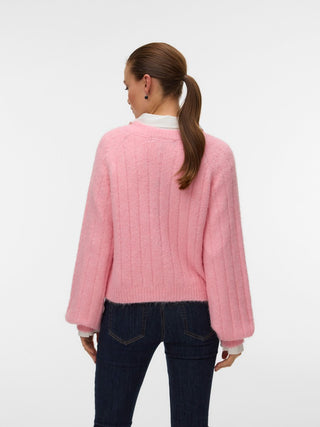 Γυναικεία ζακέτα πλεκτή VMSALLY LS V-NECK CARDIGAN 10350372 PARFAIT PINK W26/27