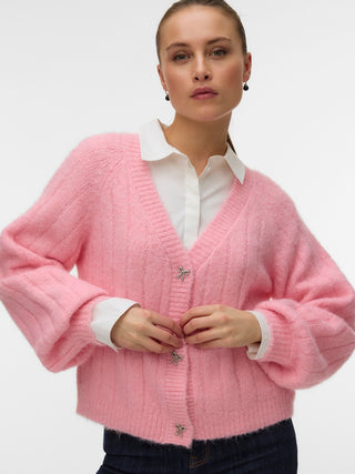 Γυναικεία ζακέτα πλεκτή VMSALLY LS V-NECK CARDIGAN 10350372 PARFAIT PINK W26/27