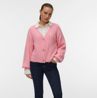 Γυναικεία ζακέτα πλεκτή VMSALLY LS V-NECK CARDIGAN 10350372 PARFAIT PINK W26/27