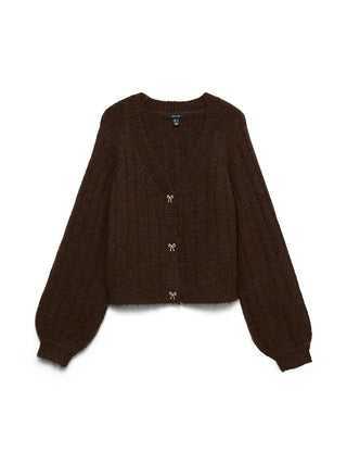 Γυναικεία ζακέτα πλεκτή VMSALLY LS V-NECK CARDIGAN 10350372 CHOCOLATE TORTE W26/27