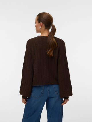 Γυναικεία ζακέτα πλεκτή VMSALLY LS V-NECK CARDIGAN 10350372 CHOCOLATE TORTE W26/27