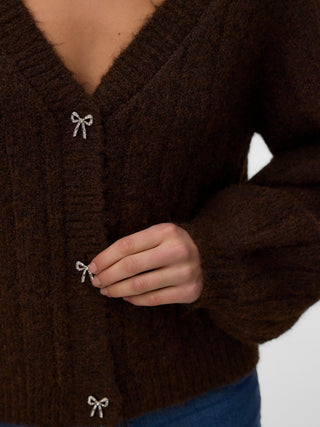 Γυναικεία ζακέτα πλεκτή VMSALLY LS V-NECK CARDIGAN 10350372 CHOCOLATE TORTE W26/27