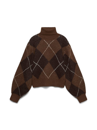 Γυναικεία πλεκτή μπλούζα VMDARLA LS ROLLNECK PULLOVER VERO MODA 10350491 COCOA BROWN W26/27