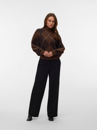 Γυναικεία πλεκτή μπλούζα VMDARLA LS ROLLNECK PULLOVER VERO MODA 10350491 COCOA BROWN W26/27