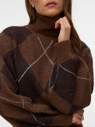 Γυναικεία πλεκτή μπλούζα VMDARLA LS ROLLNECK PULLOVER VERO MODA 10350491 COCOA BROWN W26/27