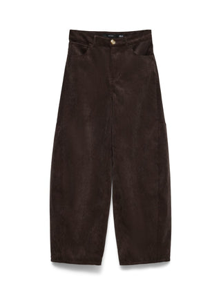 Γυναικείο παντελόνι VMKAITLIN HW WIDE CORD BARREL PANT VERO MODA 10350964 CHOCOLATE TORTE W26/27