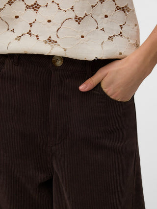 Γυναικείο παντελόνι VMKAITLIN HW WIDE CORD BARREL PANT VERO MODA 10350964 CHOCOLATE TORTE W26/27