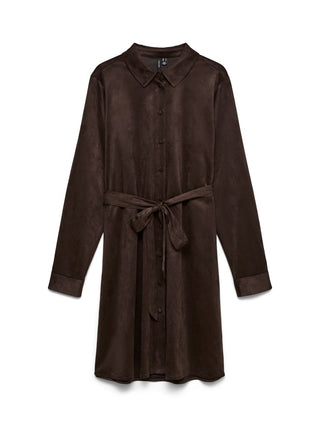 Γυναικείο φόρεμα VMKATTY L/S SHORT SHIRT DRESS WVN VERO MODA 10351761 CHOCOLATE TORTE W26/27