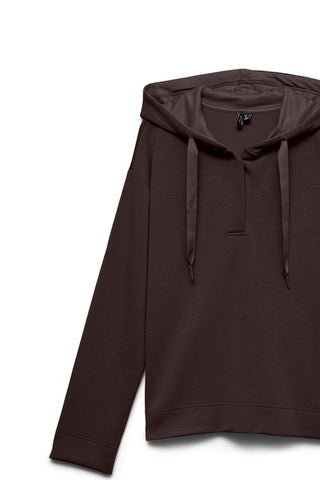 Γυναικείο φούτερ VMHALI LS BUTTON HOODIE JRS VERO MODA 10348684 CHOCOLATE TORTE W26/27