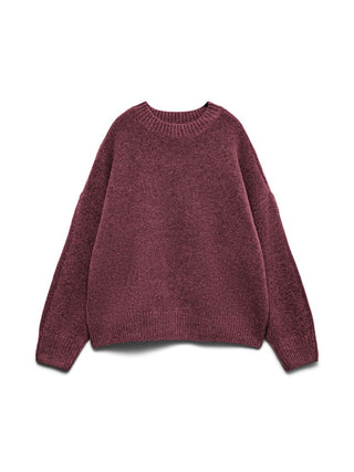 Γυναικεία πλεκτή μπλούζα VMBOOM LS O-NECK PULLOVER GA VERO MODA 10320463 WINDSOR WINE NOOS W26/27