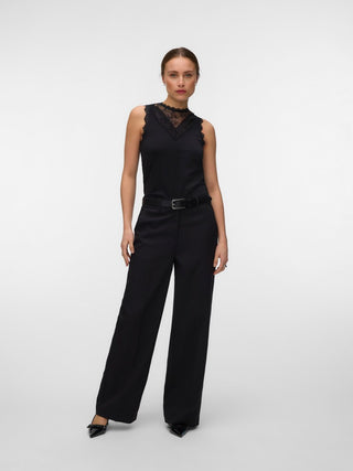 Γυναικείο top VMCARLA SL LACE O-NECK TOP JRS VERO MODA 10352968 BLACK W26/27