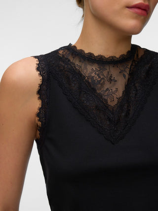 Γυναικείο top VMCARLA SL LACE O-NECK TOP JRS VERO MODA 10352968 BLACK W26/27