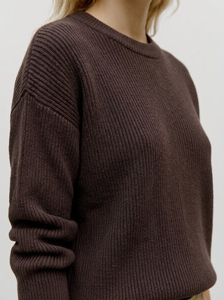Γυναικεία πλεκτή μπλούζα VMGOLD LUX RIB LS O-NECK PULLOVER VERO MODA 10347043 CHOCOLATE TORTE W26/27