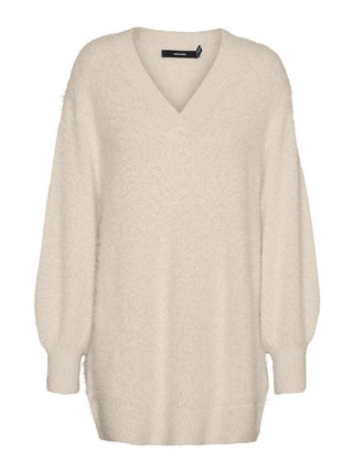 Γυναικεία πλεκτή μπλούζα VMPOILU LS V-NECK LONG PULLOVER VERO MODA 10298271 Birch W 23/24