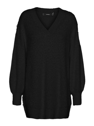 Γυναικεία πλεκτή μπλούζα VMPOILU LS V-NECK LONG PULLOVER VERO MODA 10298271 Black W 23/24