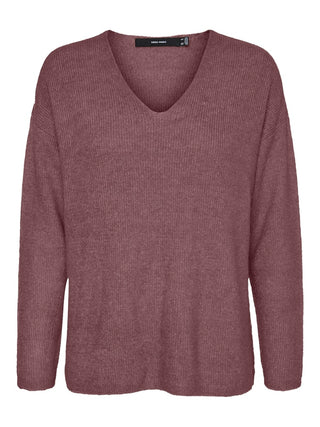 Γυναικεία πλεκτή μπλούζα VMCREWLEFILE LS V-NECK BLOUSE Vero Moda 10233357 Rose Brown NOOS W25/26