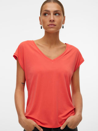 Γυναικεία μπλούζα κοντομάνικη VMFILLI SS V-NECK TEE GA VERO MODA 10247666 Cayenne NOOS S 24