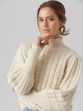 Γυναικεία πλεκτή μπλούζα VMESTHER LS HIGHNECK PULLOVER VERO MODA 10293769 Birch W 23/24