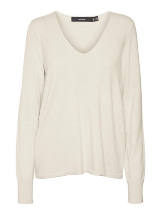 Γυναικεία πλεκτή μπλούζα VMHAPPINESS LS V-NECK PULLOVER VERO MODA 10290604 Birch W 23/24