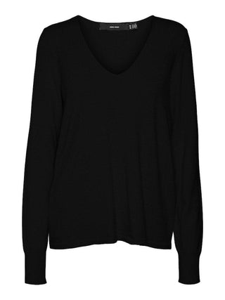 Γυναικεία πλεκτή μπλούζα VMHAPPINESS LS V-NECK PULLOVER VERO MODA 10290604 Black W 23/24