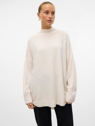Γυναικεία πλεκτή μπλούζα VMPLAZA LS HIGHNCK LONG PULLOVER GA Vero Moda 10290784 Birch NOOS W25/26