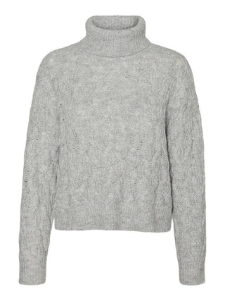 Γυναικεία πλεκτή μπλούζα VMTILLY LS ROLLNECK PULLOVER VERO MODA 10293768 Light Grey Melange W 23/24