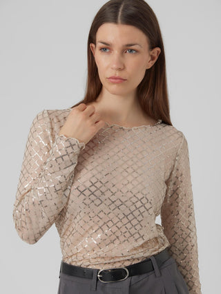 Γυναικείο top VMSAFINA LS TOP VERO MODA 10299302 Pumice Stone W 23/24