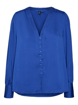 Γυναικείο πουκάμισο VMGISANA L/S V-NECK SHIRT WVN BTQ VERO MODA 10303170 Mazarine Blue S 24