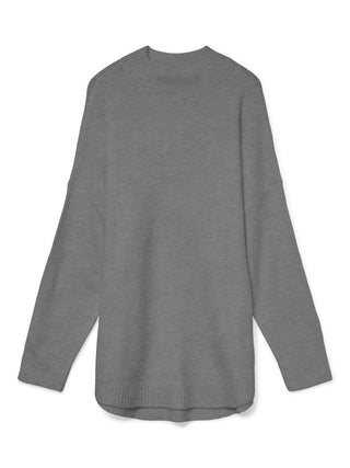 Γυναικεία πλεκτή μπλούζα VMPLAZA LS HIGHNCK LONG PULLOVER GA Vero Moda 10290784 Medium Grey Melange NOOS W25/26