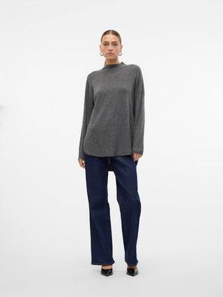 Γυναικεία πλεκτή μπλούζα VMPLAZA LS HIGHNCK LONG PULLOVER GA Vero Moda 10290784 Medium Grey Melange NOOS W25/26