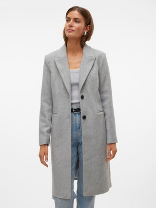 Γυναικείο παλτό VMBLAZA HERRINGBONE LONG COAT GA BOO VERO MODA 10310751 Light Grey Melange W24/25