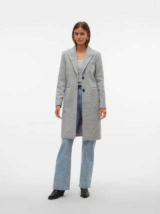 Γυναικείο παλτό VMBLAZA HERRINGBONE LONG COAT GA BOO VERO MODA 10310751 Light Grey Melange W24/25