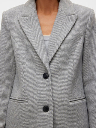 Γυναικείο παλτό VMBLAZA HERRINGBONE LONG COAT GA BOO VERO MODA 10310751 Light Grey Melange W24/25