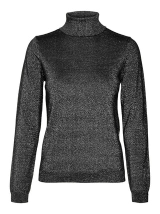 Γυναικεία πλεκτή μπλούζα VMHAPPYGLITTER LS ROLLNECK PULLOVER BOO Vero Moda 10317985 Black W25/26