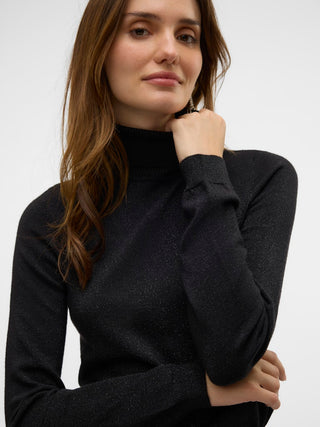 Γυναικεία πλεκτή μπλούζα VMHAPPYGLITTER LS ROLLNECK PULLOVER BOO Vero Moda 10317985 Black W25/26