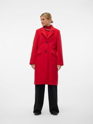 Γυναικείο παλτό VMFORTUNESARA LONG COAT GA BOO VERO MODA 10320531 Red/Salsa W24/25