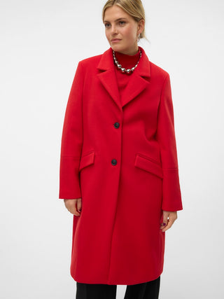 Γυναικείο παλτό VMFORTUNESARA LONG COAT GA BOO VERO MODA 10320531 Red/Salsa W24/25