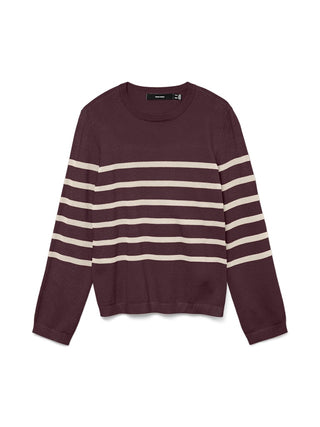 Γυναικεία πλεκτή μπλούζα VMSABA PLAIN LS O-NECK PULLOVER GA Vero Moda 10309324 Winetasting NOOS W25/26