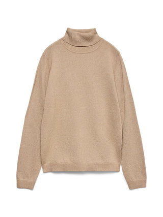 Γυναικεία πλεκτή μπλούζα VMHAPPYGLITTER LS ROLLNECK PULLOVER BOO Vero Moda 10317985 Silver Mink W25/26