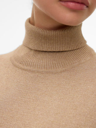 Γυναικεία πλεκτή μπλούζα VMHAPPYGLITTER LS ROLLNECK PULLOVER BOO Vero Moda 10317985 Silver Mink W25/26