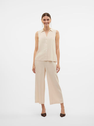 Γυναικεία παντελόνα VMMYMILO H/W CULOTTE PANT WVN GA Vero Moda 10321626 Oatmeal SS25