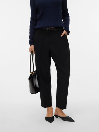 Γυναικείο παντελόνι VMELMA MW BARREL BELT ANKLE PANT VERO MODA 10340506 BLACK NOOS W26/27