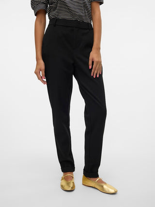 Γυναικείο παντελόνι Regular Fit 62% Polyester, 33% Viscose, 5% Elastane VMMAYA MW LOOSE SOLID PANT VERO MODA 10225280 Black NOOS W24/25