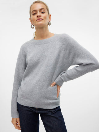 Γυναικεία πλεκτή μπλούζα VMDOFFY LS O-NECK BLOUSE GA Vero Moda 10201022 Light Grey Melange NOOS W25/26